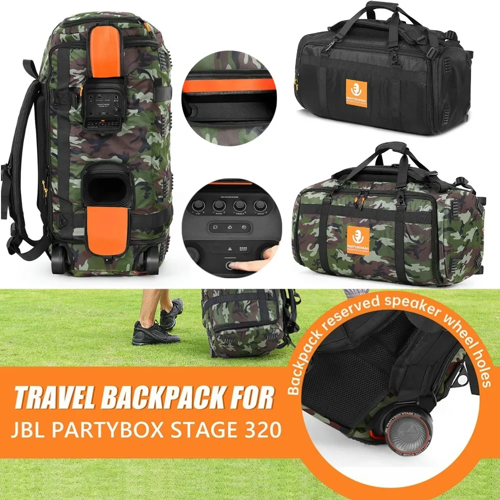 

Portable Speaker Travel Case Waterproof Speaker Carrying Case Adjustable Strap Storage Bag For JBL Partybox Stage 320 BT Speaker