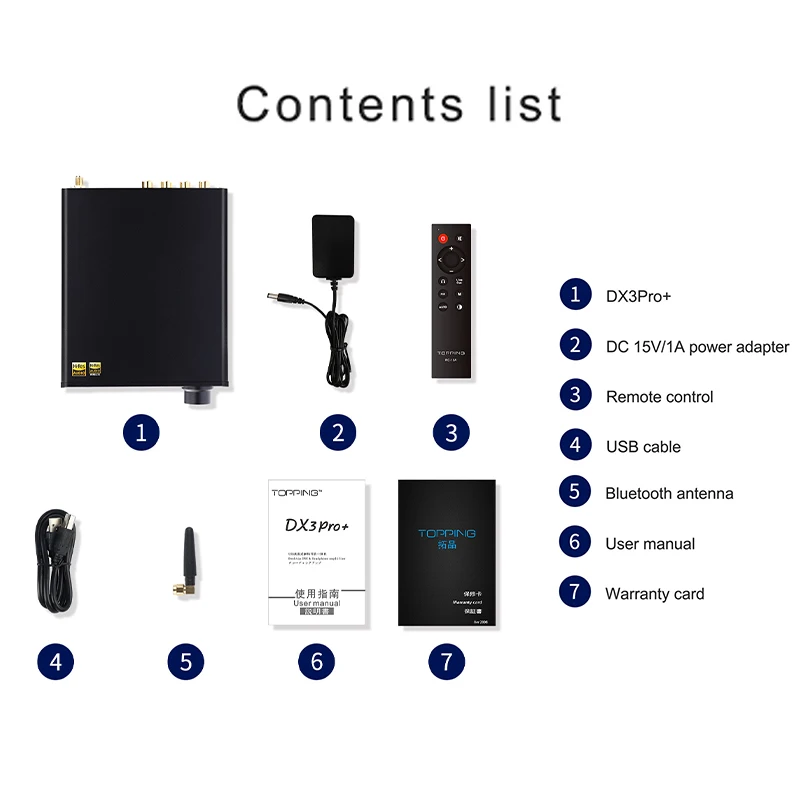 TOPPING-decodificador de Audio Digital Dx3 Pro Plus, amplificador de auriculares, DAC, USB, equilibrado, HIFI, ES9038Q2M, Bluetooth, LDAC, DSD, DX3pro +