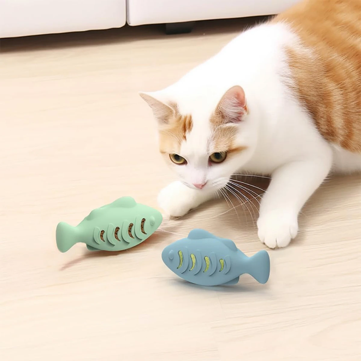 Interactive Cat Toy for Indoor Cats Food Dispenser Feeder Blue Treat & Catnip Stuffer Fun Engaging Pet Play