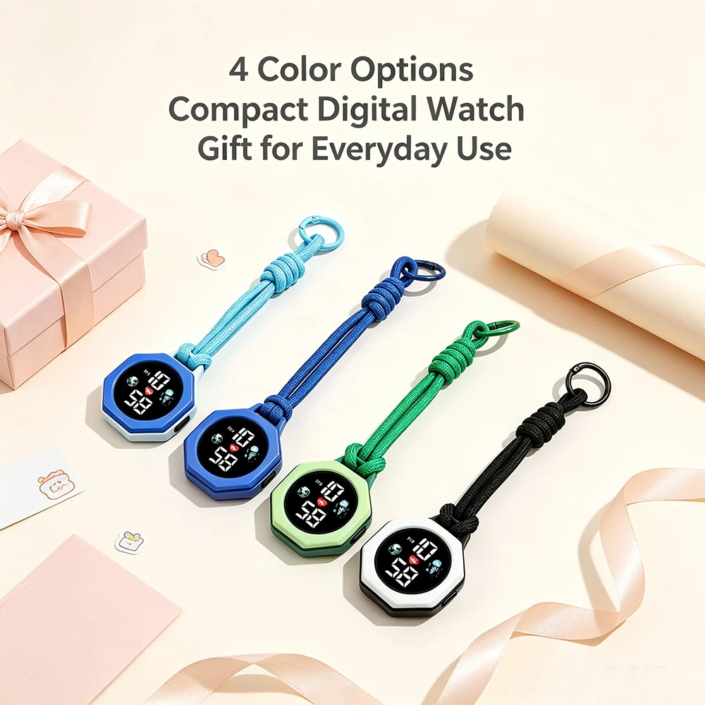New Kids Hanging Digital Watches Backpack Pendant Silent Clock Colorful Timepiece Portable Clock Women Pocket Watch Student Gift