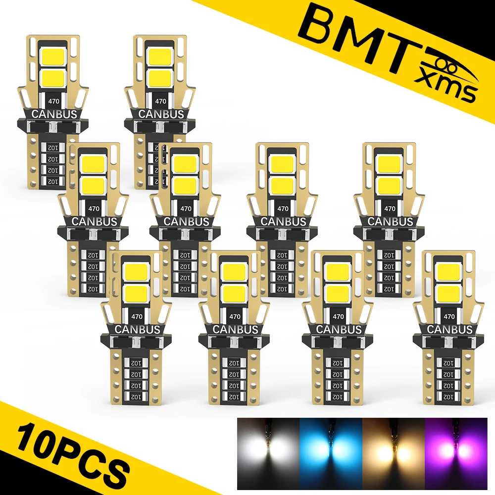 

BMTxms 2/10Pcs Canbus W5W T10 LED Bulb 2835 SMD Car Parking Position Lights Interior Map Dome 12V White Auto Lamp 6000K For Fiat