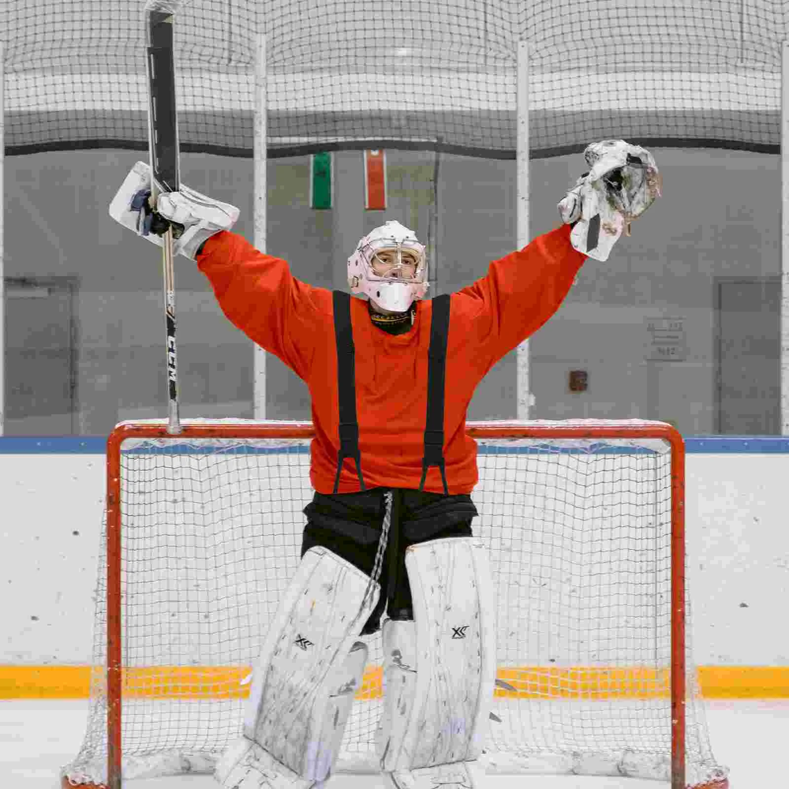 Pantalon antidérapant à bretelles pour Hockey sur glace, ceinture de taille, salopette antidérapante, fourniture d'émulsion noire pour tout-petits