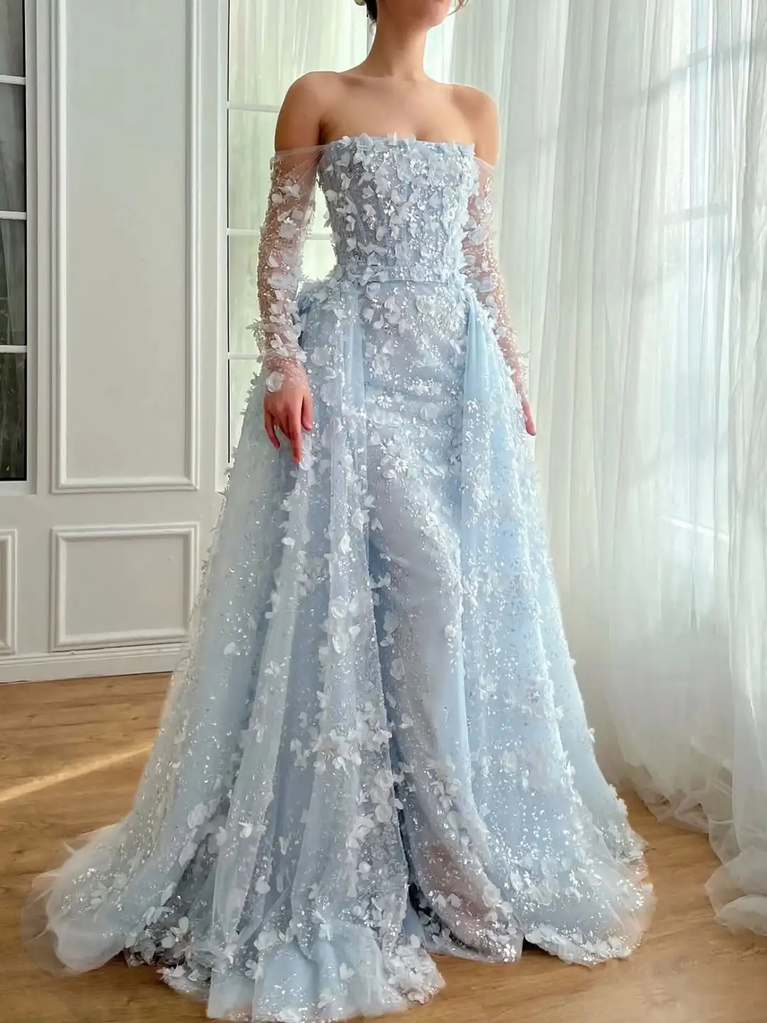 تصميم جديد مثير فستان سهرة كريستال لامع مع شريط ساحر موضة سليم حورية البحر حفلة موسيقية فستان رسمي #4