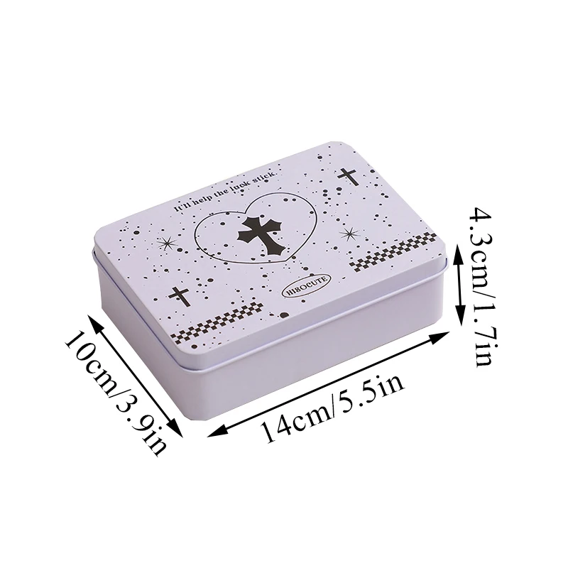 Metal Name ID Badge Box School Stationery Storage Box Sticker Box Jewelry Box Desktop Organizer Easy to Carry Big Capacity Sweet