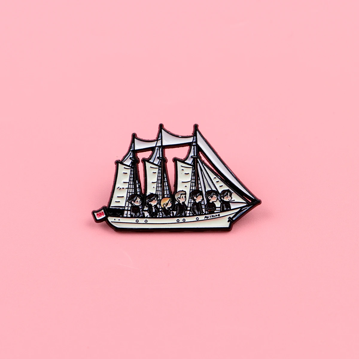 Segelboot-Emaille-Pin: Cartoon-Sechsmänner-Schiff-Reversbrosche, Vintage-Matrosenabzeichen für Jeansjacken, Rucksäcke, Fans, Schmuckgeschenk