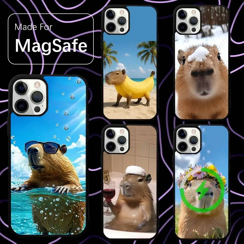 

Cute Capybara Phone Case For iPhone 17,16,15,14,13,12,11,Pro,Max,Plus,Mini,SE,Air Magsafe Magnetic Wireless Charging