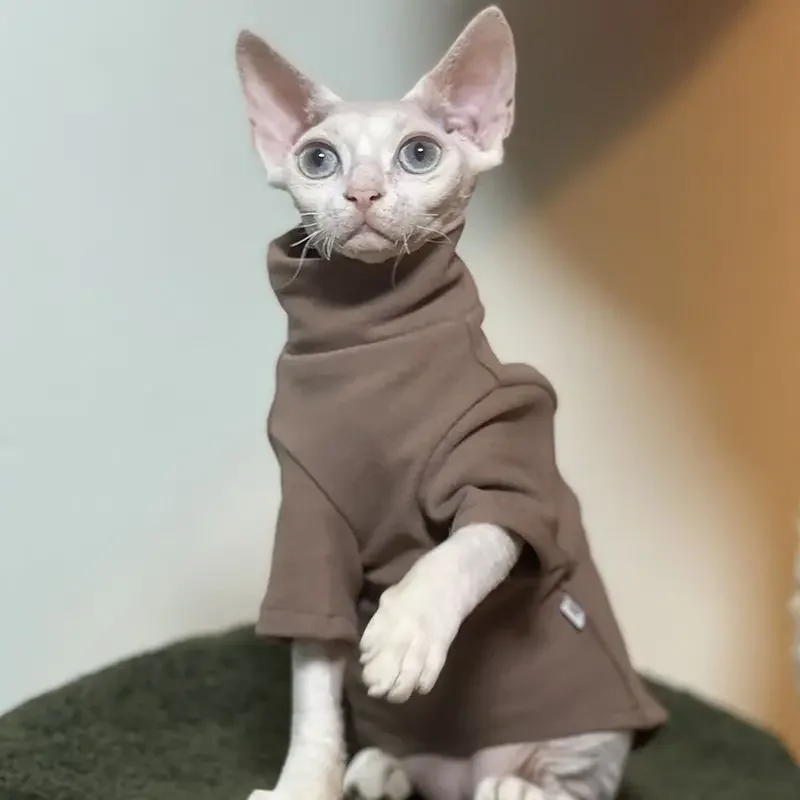 

Hairless Cat Clothes Sphinx Spring and Autumn Warm Underlay Sweater Devon Konis Curly Hair Spring and Autumn