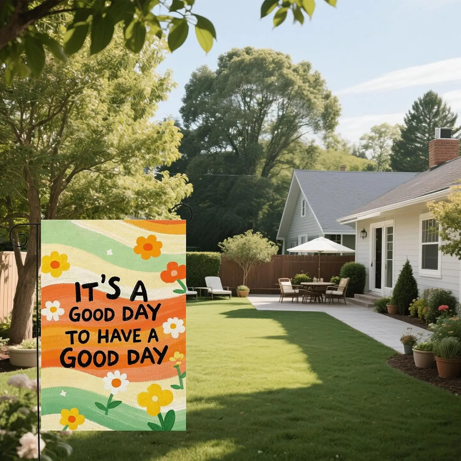 رائع الأزهار حديقة العلم الرجعية ديزي إنه يوم جيد للحصول على يوم جيد 12x18 بوصة مزدوجة الوجهين الربيع الصيف إيجابية IIE