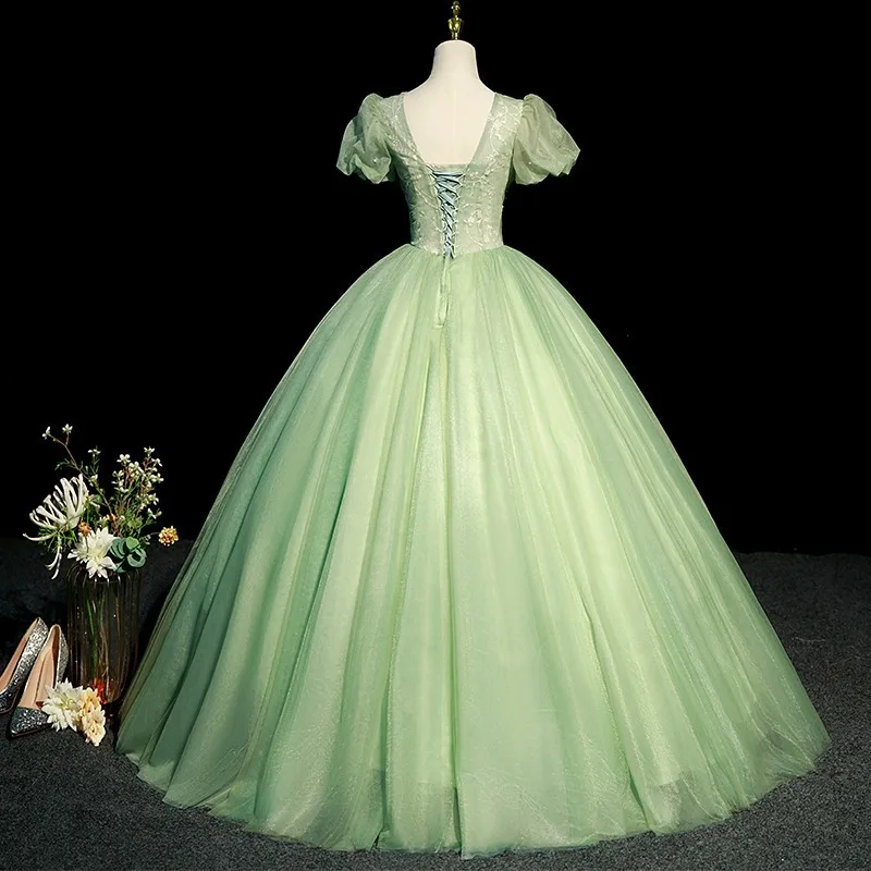 Vestido De baile verde para mujer, vestidos De quinceañera, apliques De tul, vestidos De fiesta De cumpleaños, Vestido Formal De 15 años