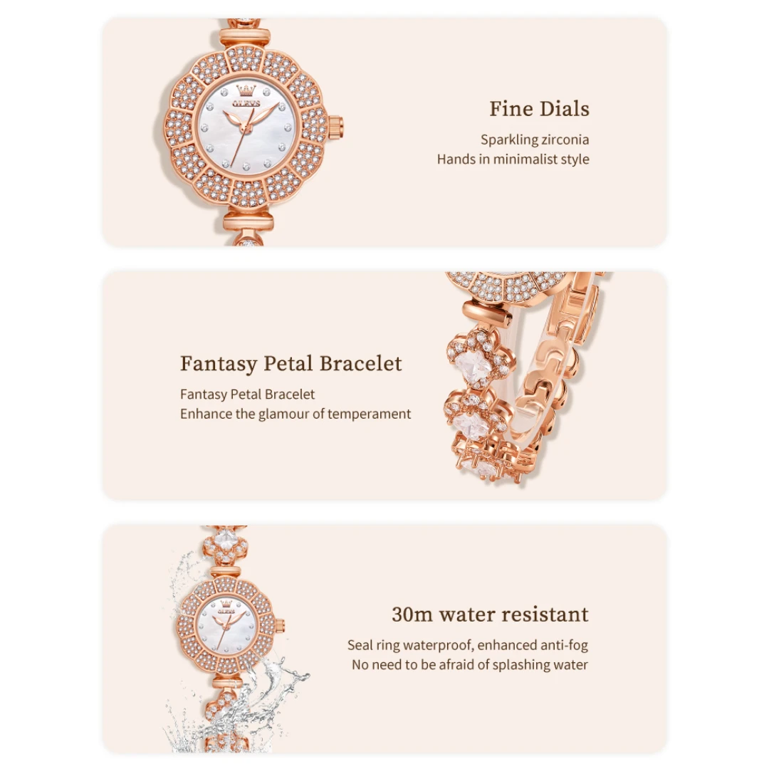 OLEVS 9813 Quartz Fashion Watch Gift Stainless Steel Watchband Round-dial Wristwatch Luminous
