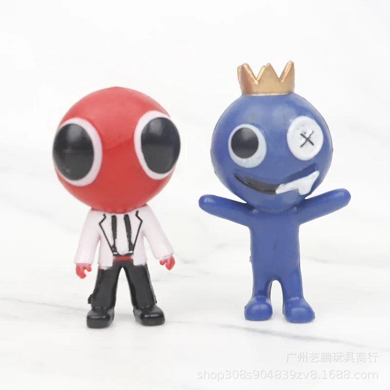 1 ensemble de figurines de dessin animé Rick pour enfant, statuette de monstre rose et bleu, ornements de gâteau, jouet cadeau