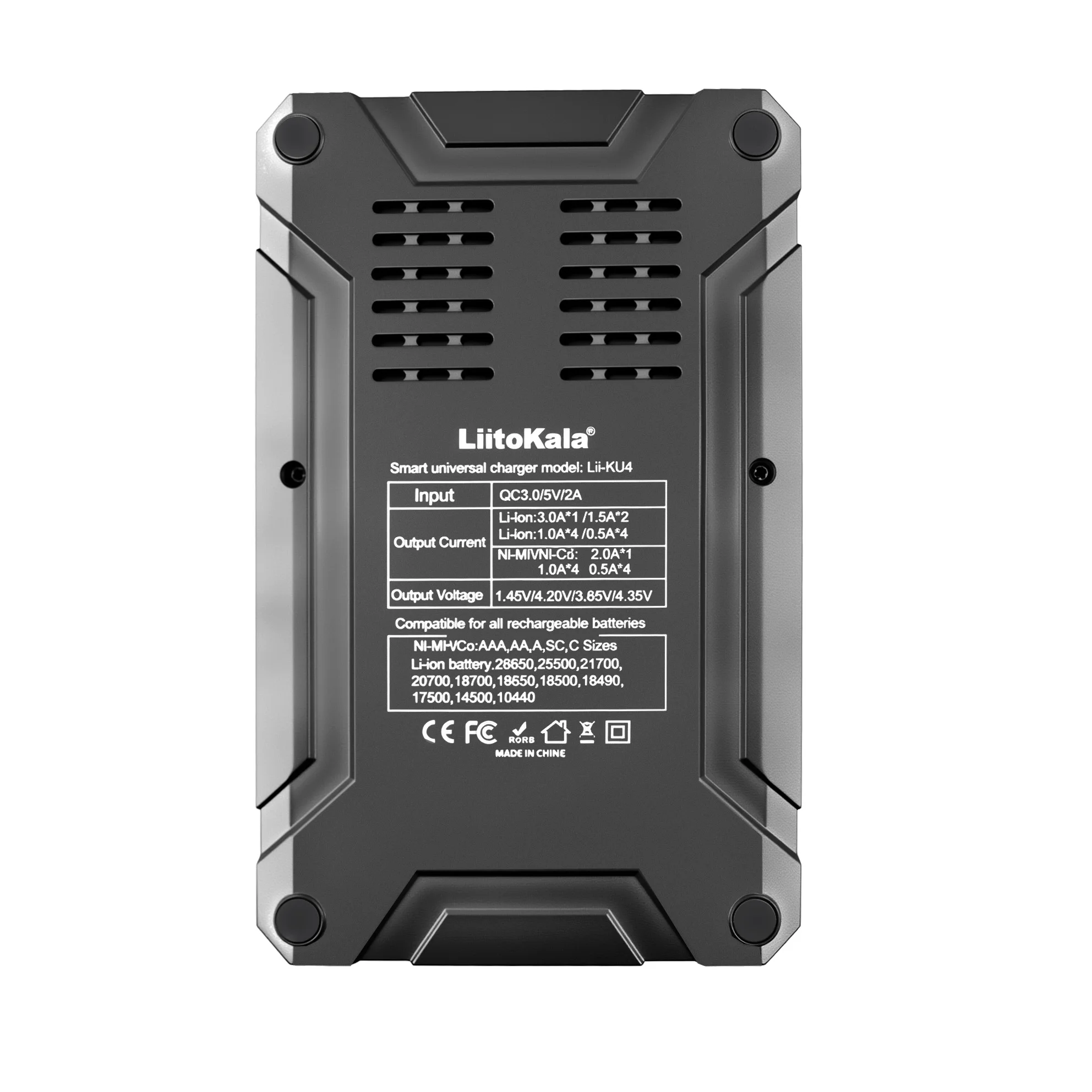 LiitoKala Lii-KU4 Battery Charger,QC3.0 Fast Charging,LCD Display,for 3.7V/1.2V Rechargeable Batteries 26650 21700 18650 AA AAA - view 2