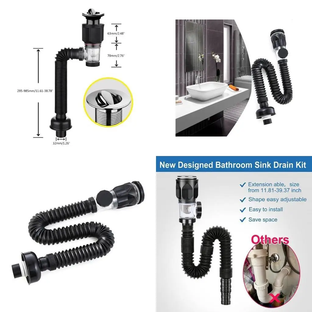 

652F Versatile Sink Plug with Filter Durable Washbasin Waste Drainer Quick Fixing Suitable for Various Bathroom Sinks Durable