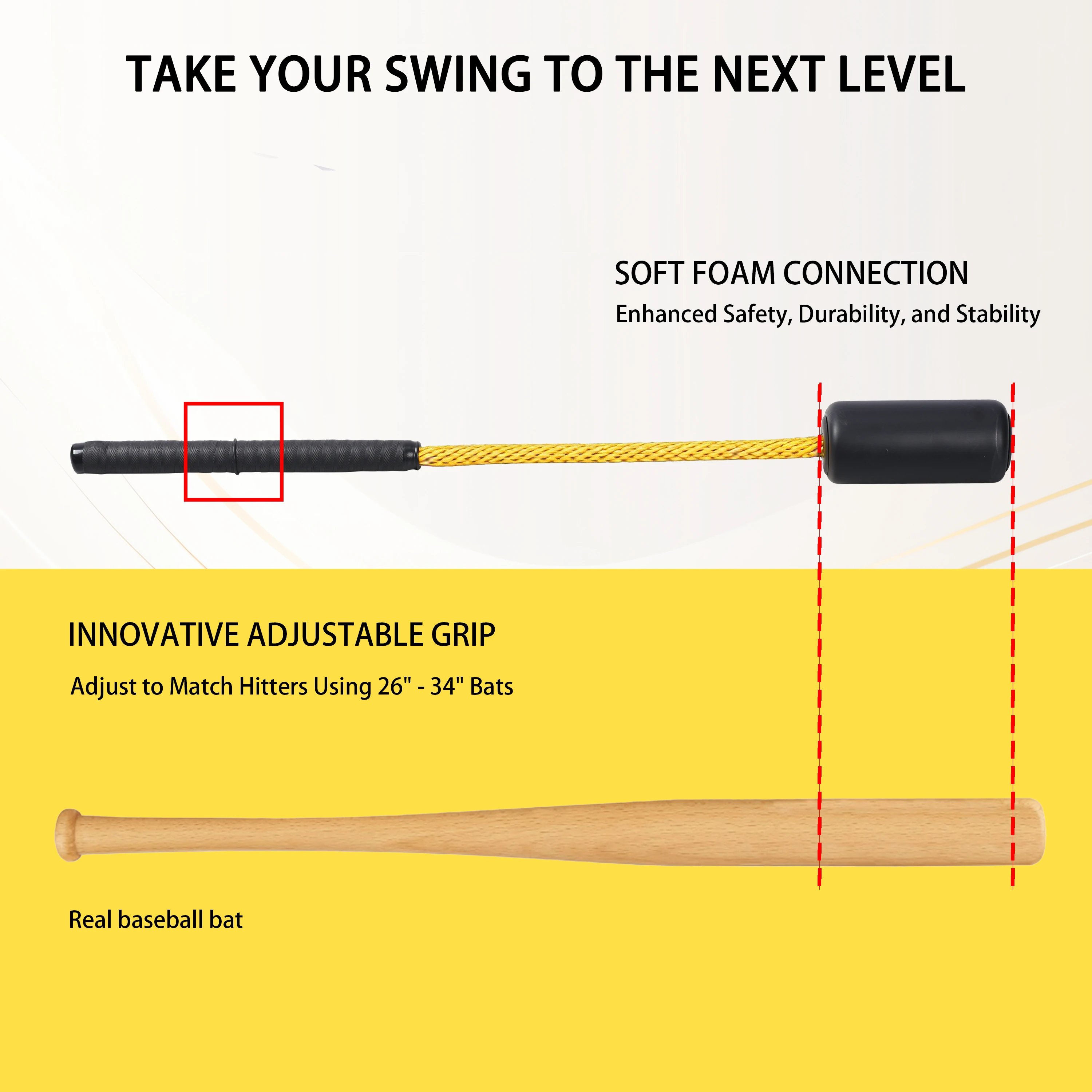 Baseball-Schwungtrainer-Stab für Lag-Power-Übungen, Korrektur der Schwungbahn, Softball-Schlagtraining mit 6 Bällen für alle Altersgruppen – Detail 2