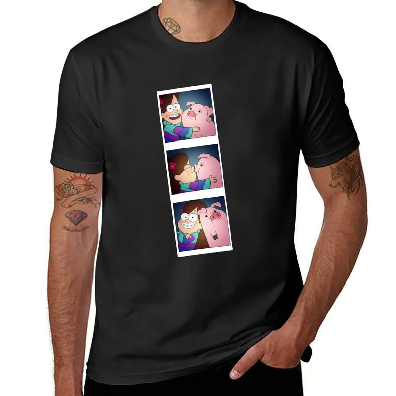 Mable and Waddles Photobooth T-Shirt blacks Blouse anime slim fit t shirts for men