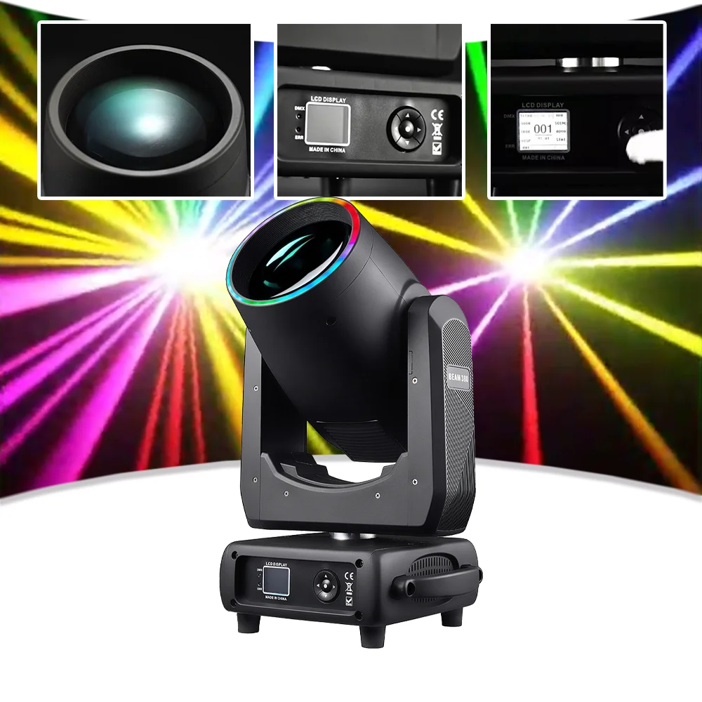 380W bulb beads Moving head light 8500K DMX Auto Control Double prisms with Atomization Zoom Rainbow Effect party stage light