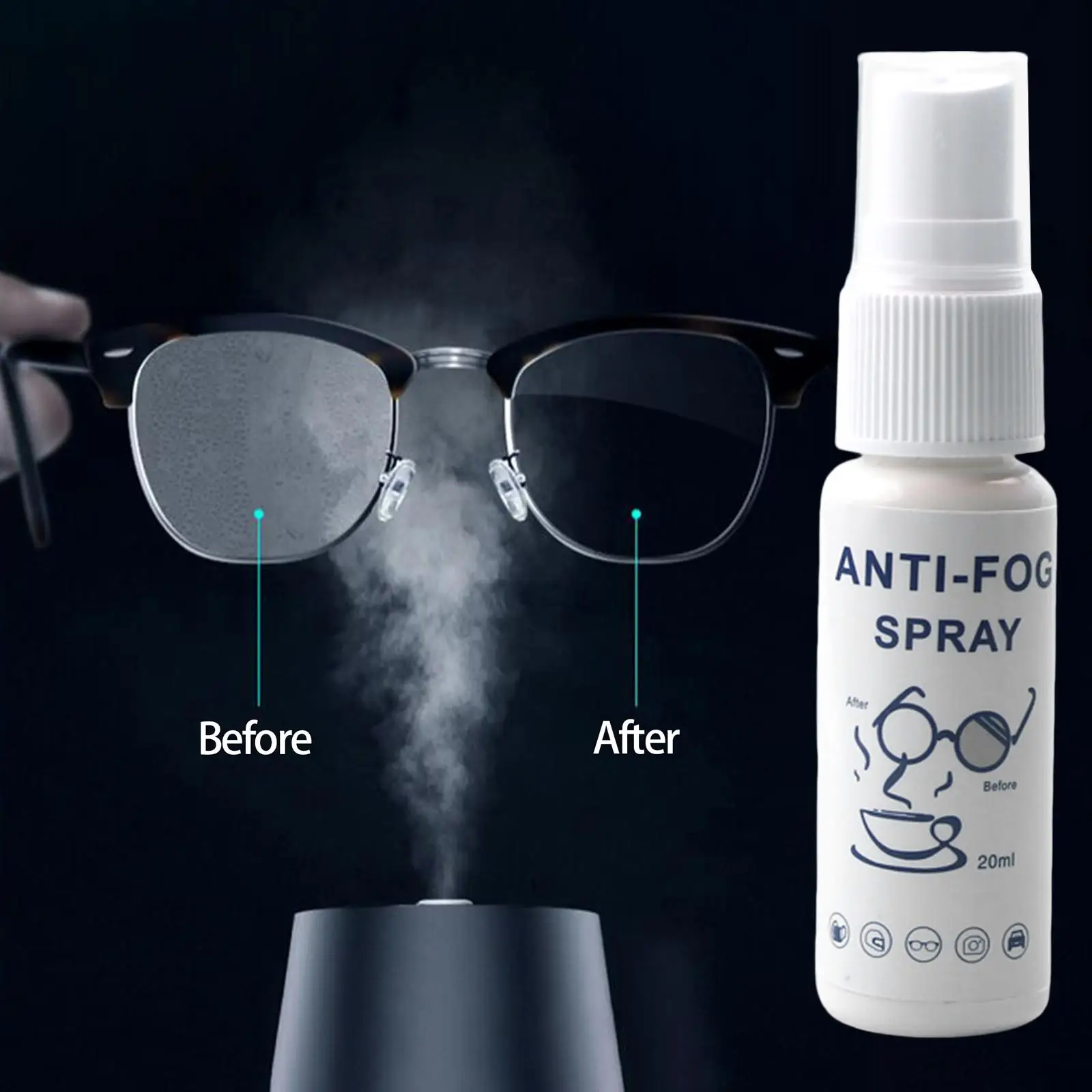 Anti Fog Spray for Glasses, Lens Cleaning Spray 20ml Multi Use Glasses Defogger