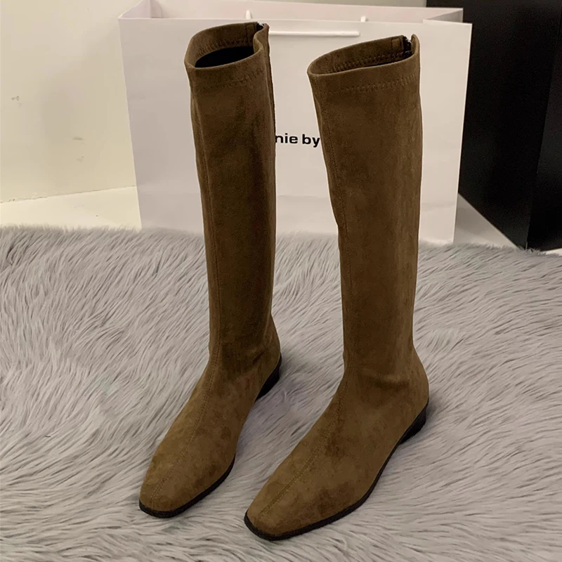 

Knee High Women's Boots Suede Fashion Heeled Shoes New Winter Designer Dress High Boots 2025 Casual Goth Chelsea Mujer De Botas