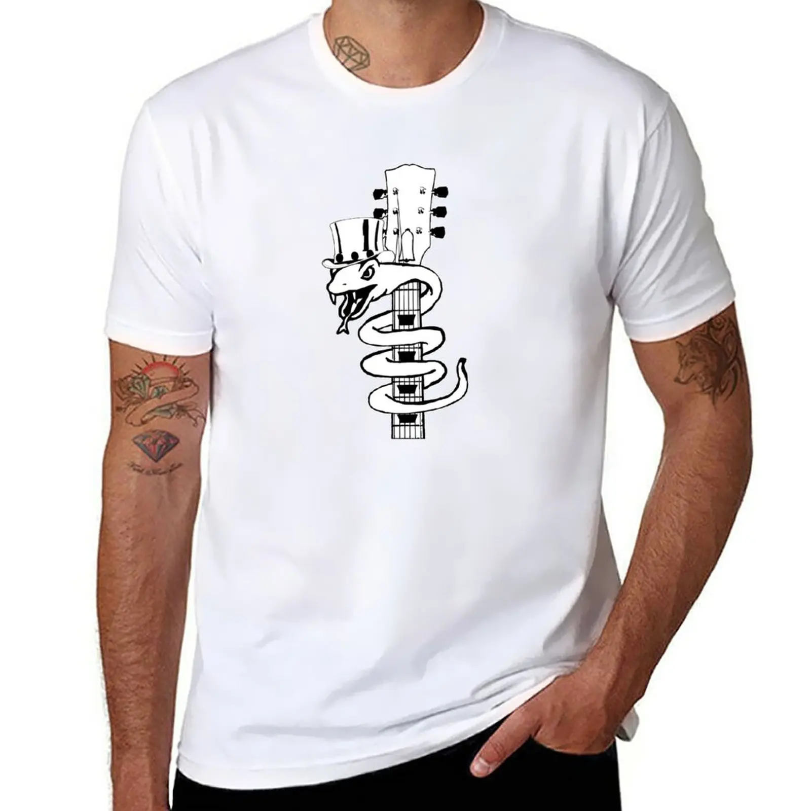 

New Guitar Snake with tophat T-Shirt Short t-shirt heavyweight t shirts men t shirts