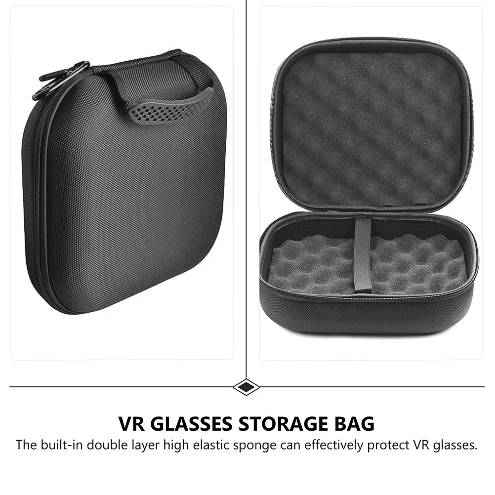 حقيبة تخزين نظارات الواقع الافتراضي باللون الأسود خفيفة الوزن ومحمولة ومقاومة للاهتراء وتصميم سحاب بطبقة مزدوجة حماية من الإسفنج المرن لـ