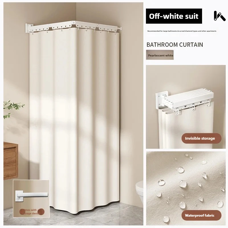 No-Drilling Shower Curtain - Foldable Magnetic Waterproof Screen with Heavy-Duty Suction Cups, Compact Bathroom Divider