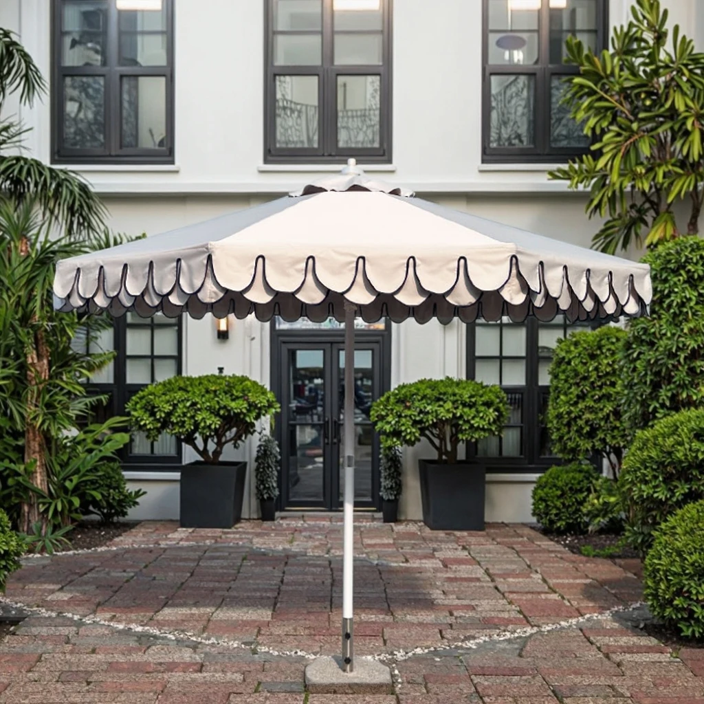 

Wholesale Luxury Scallop-Design Sun Patio Umbrella Custom Printed for Hotels Outdoor Furniture for Courtyards Parks Beaches