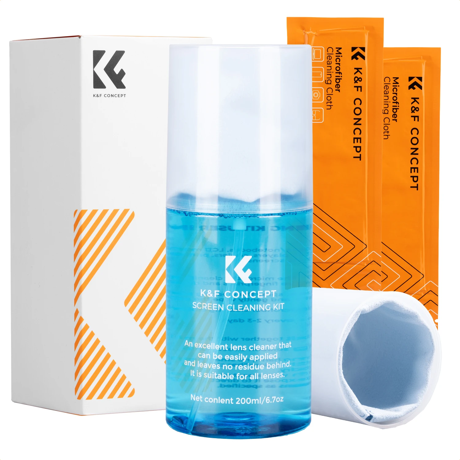 

K&F CONCEPT 200ML Screen Cleaner Spray with 2 Microfiber Cloth CCD/CMOS Cleaning Liquid Kit for Camera Lens LCD TV Phone Glasse