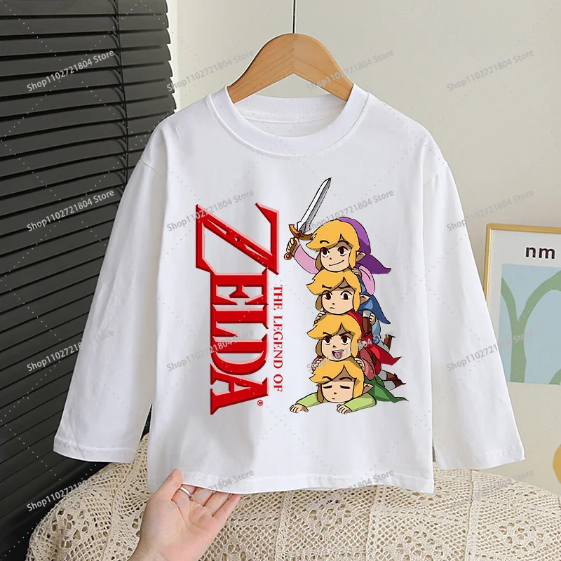 The Legend of Zelda Long-sleeved T-shirt for Children Anime Cartoon Printed Sports Base Layer Boys Girls Fashion Cute T-shirts