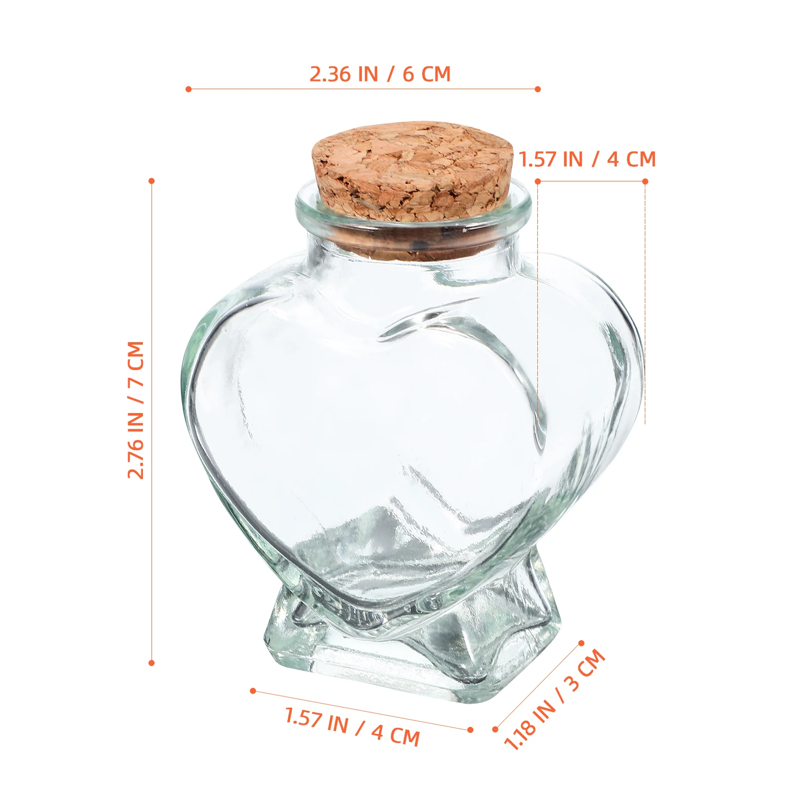 

2pcs Heart Shaped Glass Bottles 50ml Clear Candy Jars Wishing Vase Wood Corks for Birthday Gifts Transparent Containers
