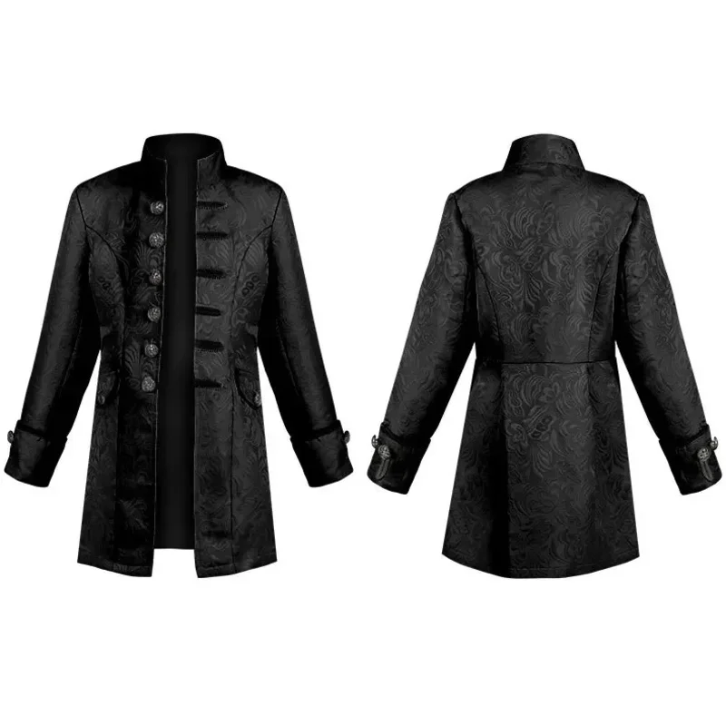Chaqueta Medieval disfraz niños Príncipe Jacquard Stand Collar Larp Vicking victoriano renacentista escenario actuación chaqueta abrigo