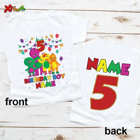 Barney födelsedagspojke T-shirt Festkläder för barn Anpassade namn T-shirts Babyflickakläder 1:a, 2:a, 3:e kläder Söta T-shirtkläder 10 best sales tröja för babyflicka - №10