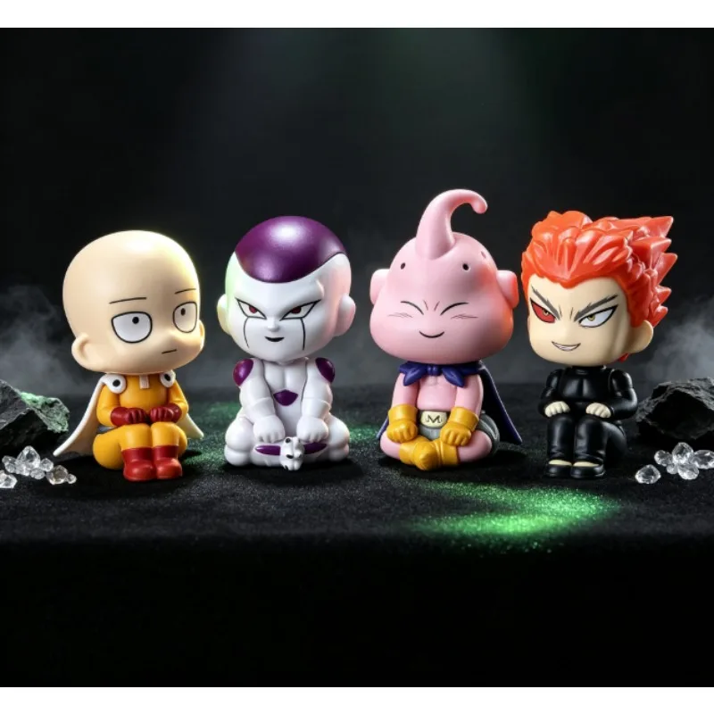 Bandai Anime Original Gashapon ONE PUNCH-MAN Series Saitama Genos Sitting posture ornament Action Figure for Boys Girls Toy Gift