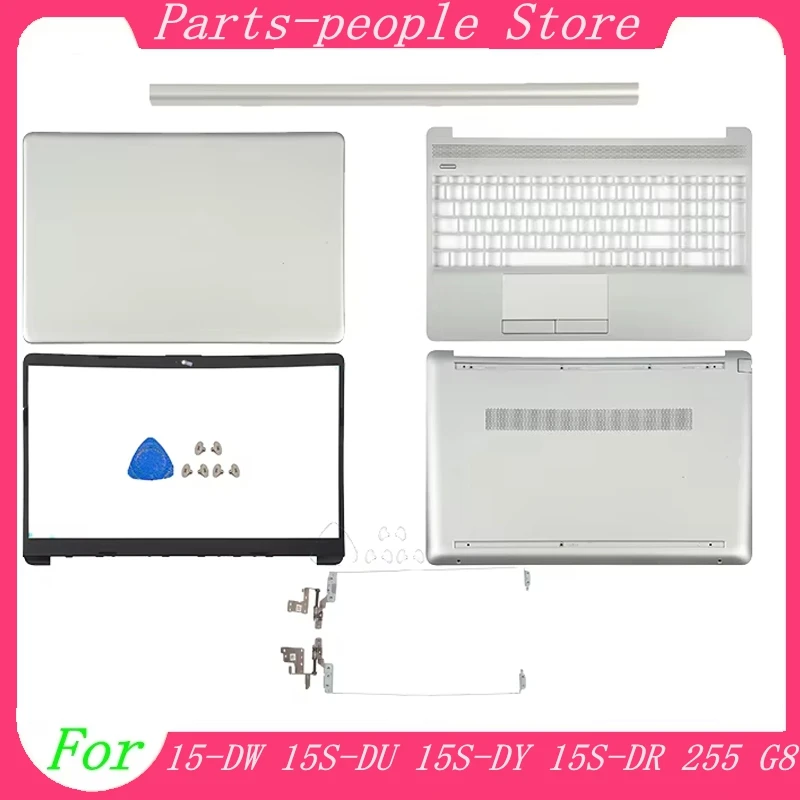 For HP 15-DW 15S-DU 15S-DY 15S-DR 255 250 G8 TPN-C139 LCD Back Cover/Palmrest/Bottom Case Hinges L52012-001 L52007-001 Silver