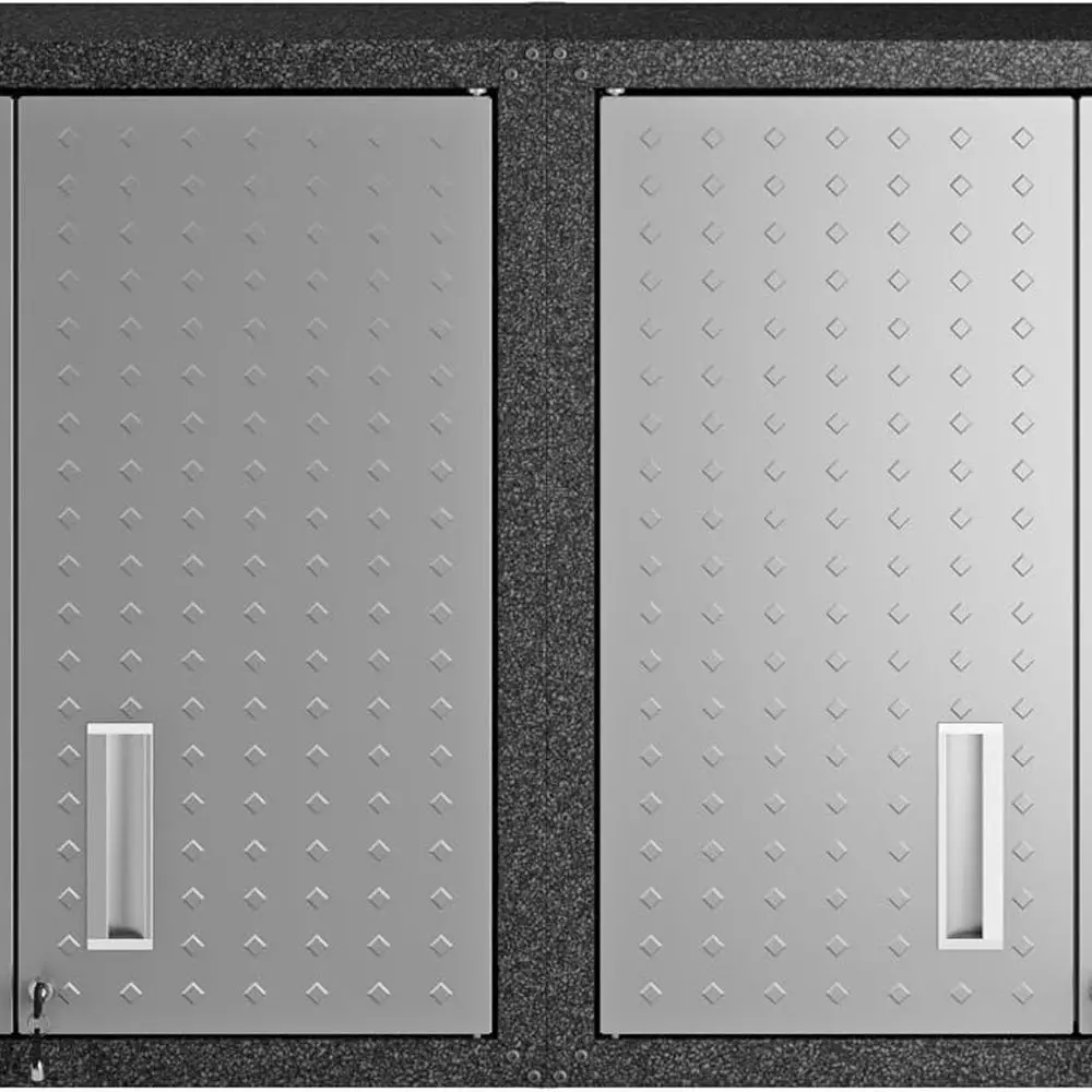 

Dual-Layer Fortress Style Garage Storage Cabinet in Black and Grey