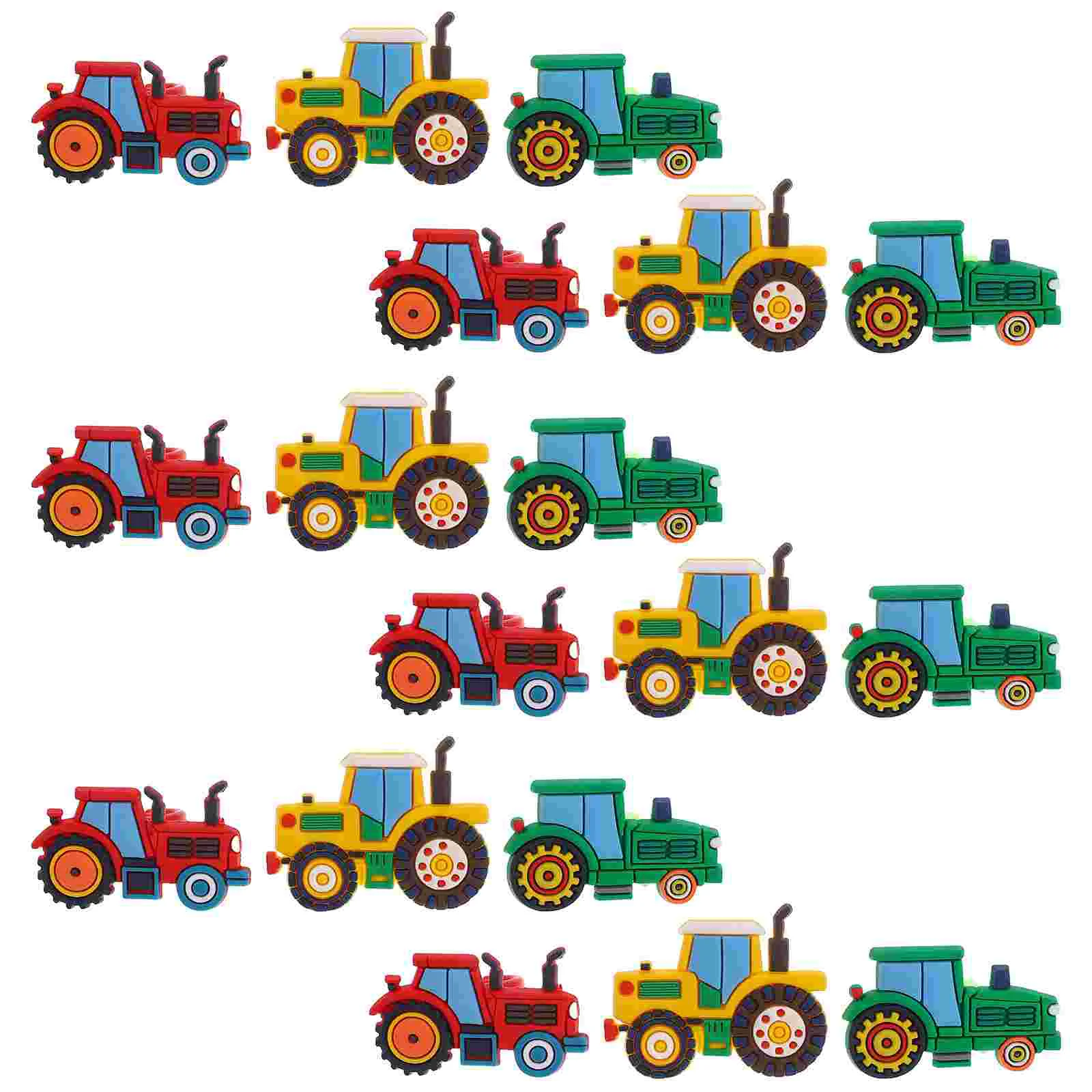 18 Pcs Agricultural Vehicle Rings Cute Farm Truck Toys Safe PVC Children Accessories Harvest Party Gifts Kids Birthday Carnival