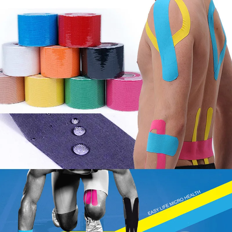 Fita Cinesiológica Esportiva de 5cm x 5m, Rolo de Kinesio em Algodão Elástico Adesivo para Suporte Muscular em Lesões e Distensões, Adesivos Musculares