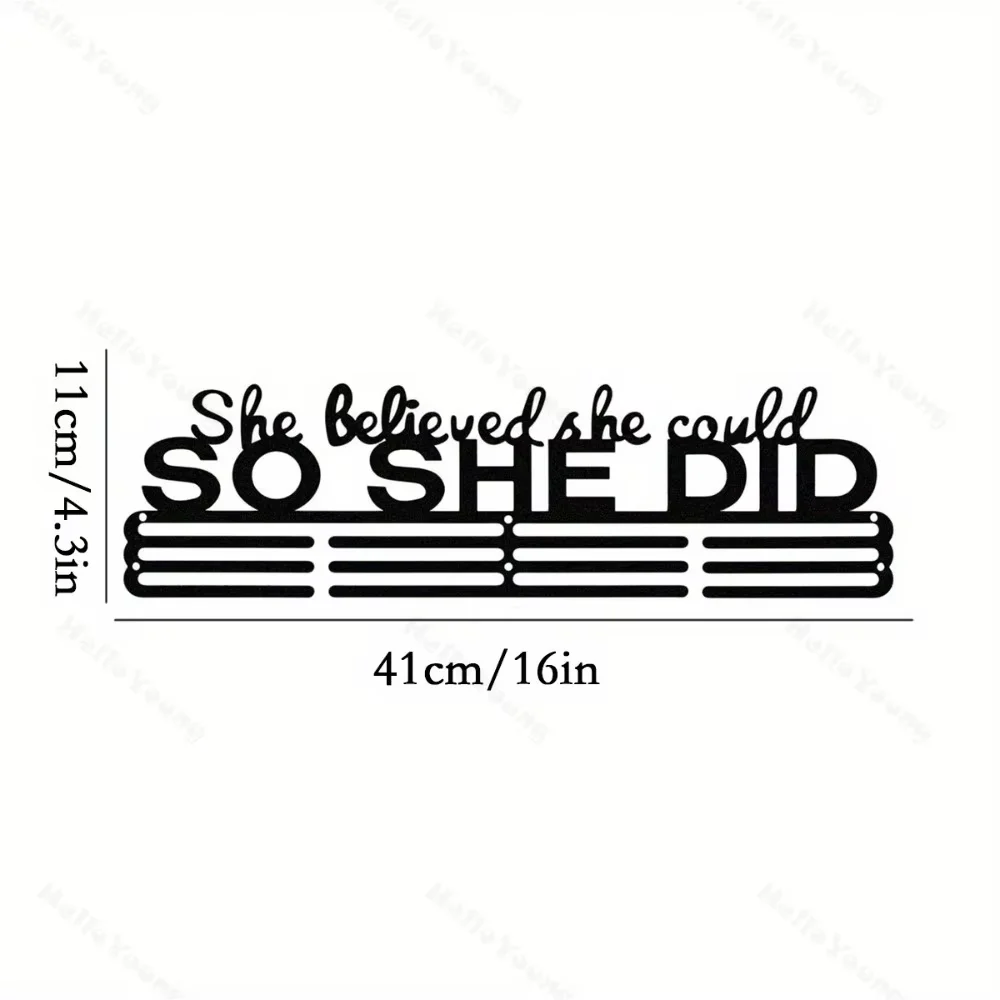 CIFBUY Medal Display Metal Wall Art Iron Sculpture Mural Plaque For Cheerleading Gymnastics Ribbons Motivational Home Decor