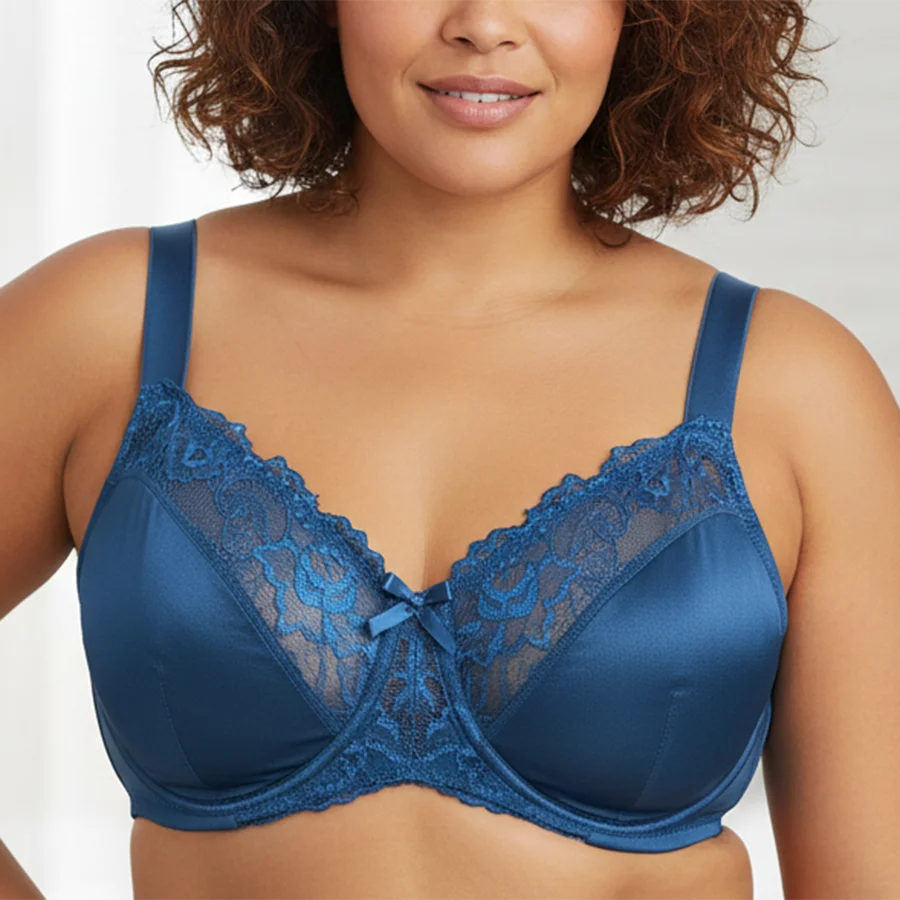 

Lace Minimizer Bra for Womens Non Padded Underwire Female Plus Size Adjustable Lingerie 34 36 38 40 42 44 B C D E F