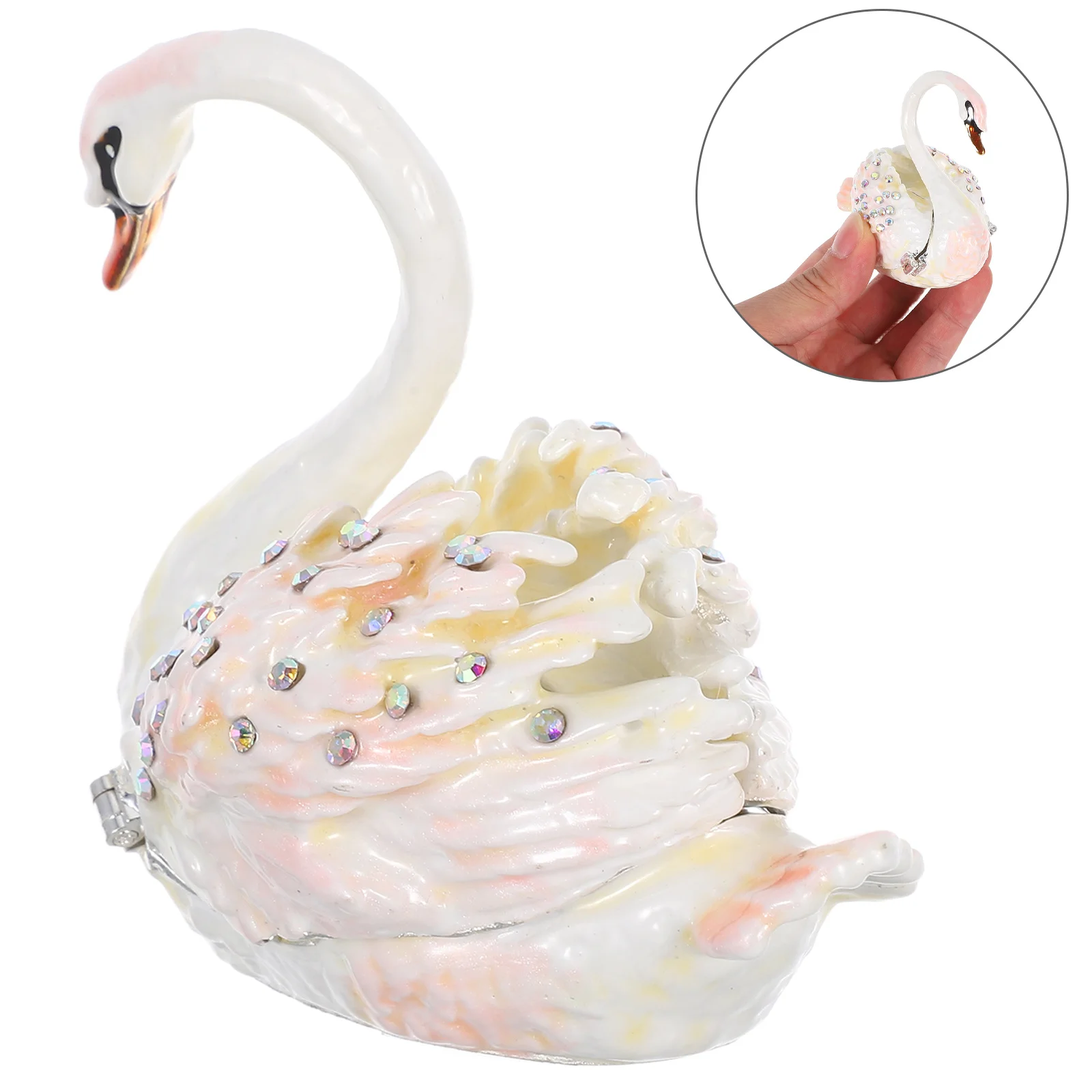 

Swan Shape Jewelry Box Organizer Alloy Vintage Desktop Adornment Wedding Engagement Ring Storage Decor Gift Jewelry Box