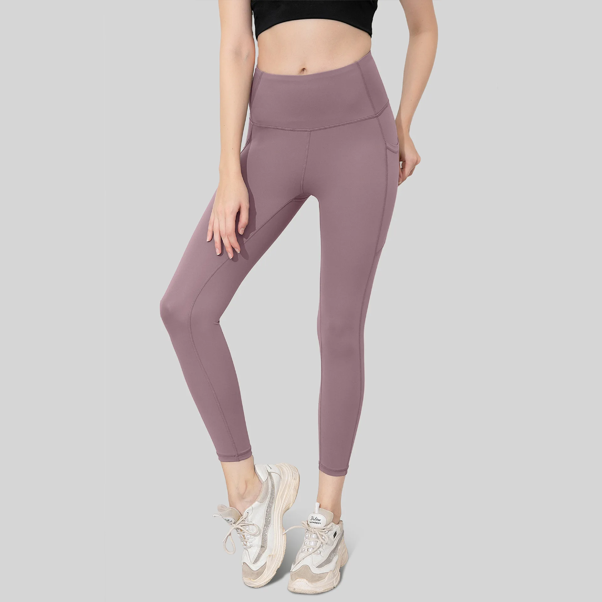 Women Fitness Lenggings With Side pockets Female Full Length Leggings Running Pants Comfortable High Waist Yoga Pants