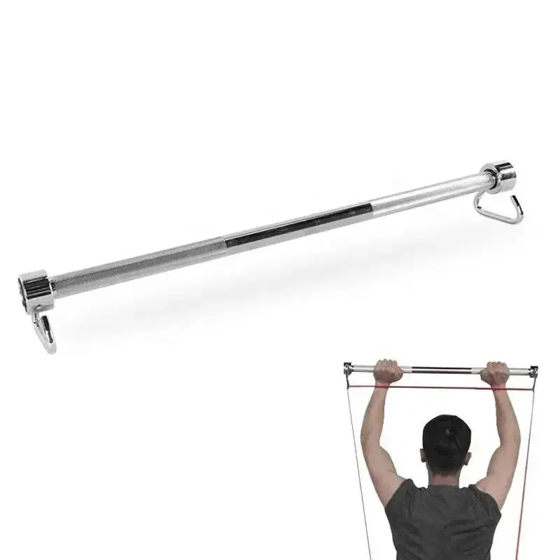 Home Gym Workout bar silver for Resistance Bands Training Whole Body Exercise Power Lifting Fitness Bar