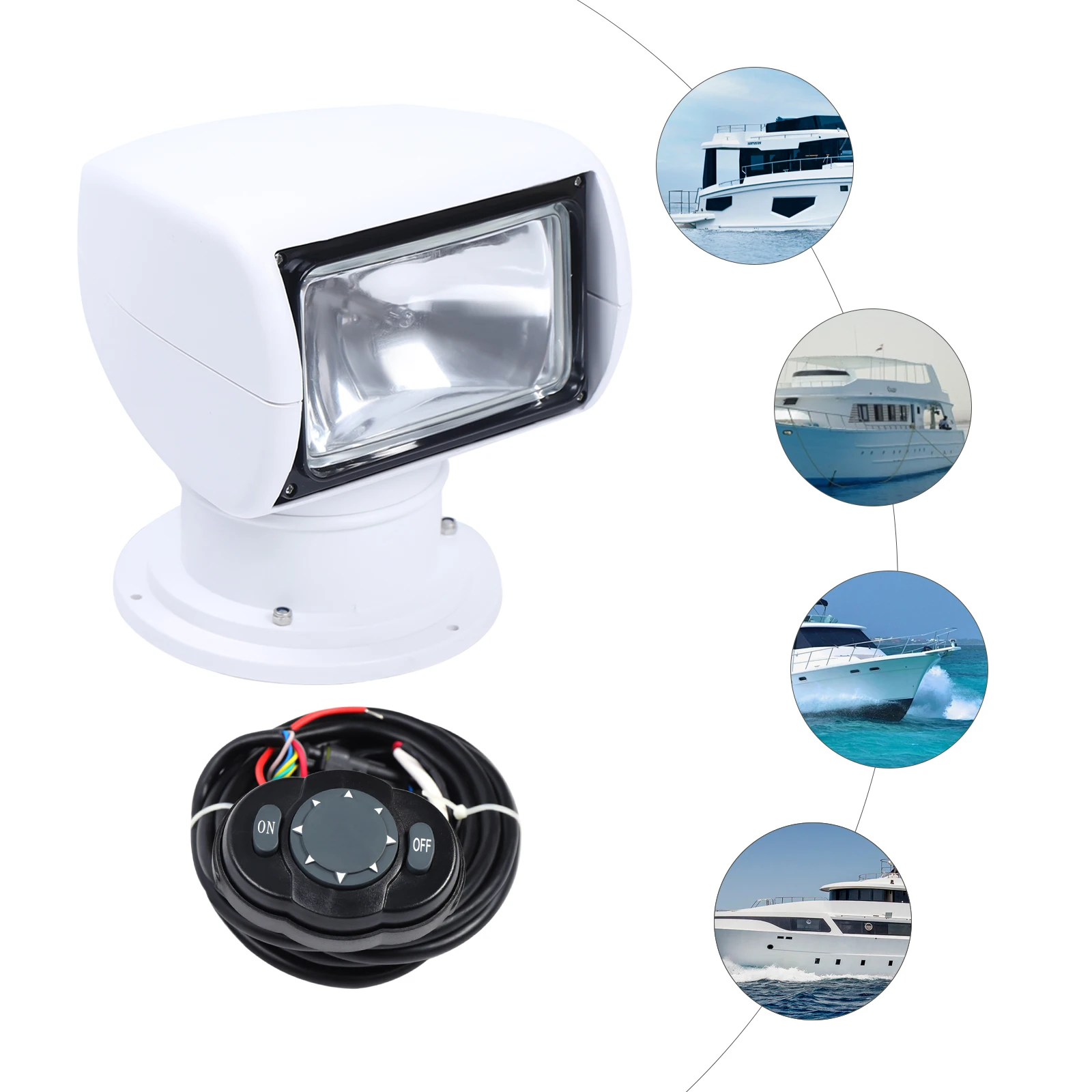 Boat Searchlight Ship Remote Control Spotlight Truck Car Marine Remote Searchlight 12V 100W Halogen Bulb