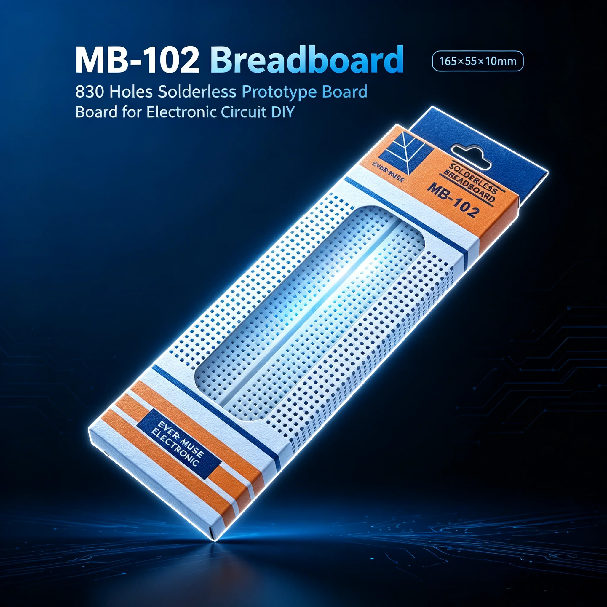 MB-102 Solderless Breadboard 830 Tie Points Circuit Test Board 165×55×10mm DIY Electronic Experiment Protoboard for Student Circ