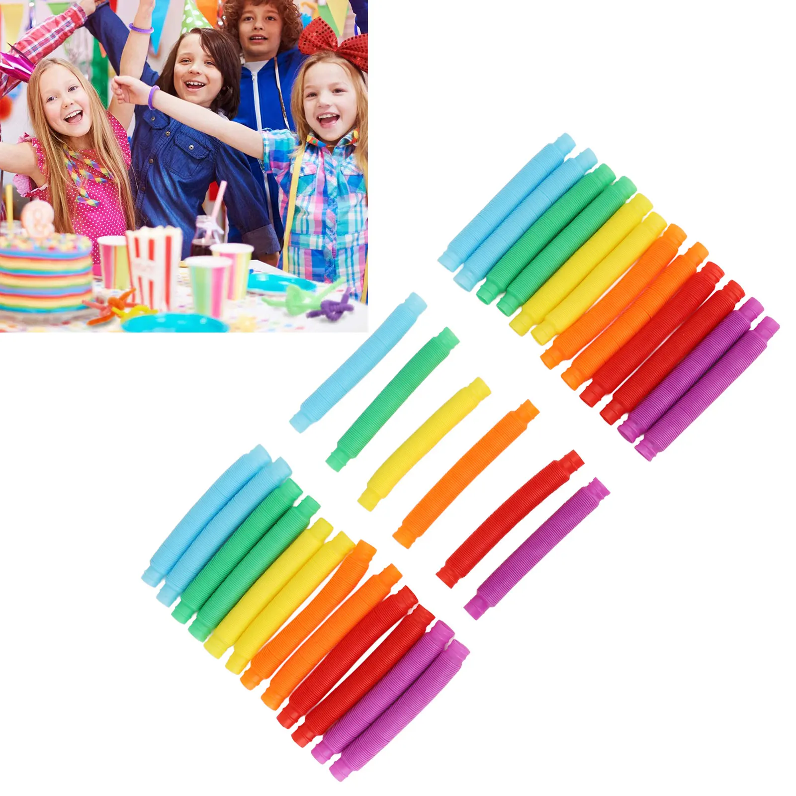 

30pcs Mini Pop Tubes Sensory Toys Colourful Sensory Toys Pipes Pull Tubes Stretch Tubes Pastel for Toddler Baby Kids