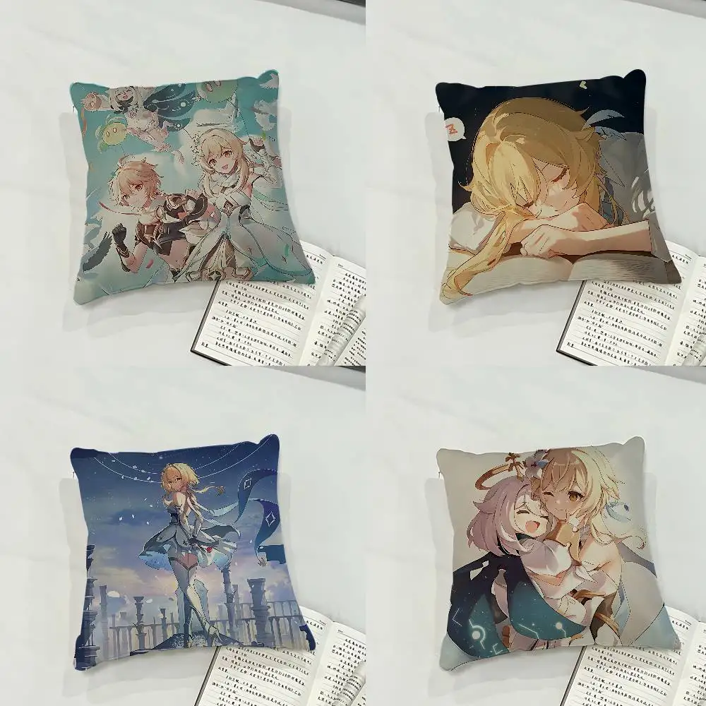 L-Lumine Genshin Impact Case Plush Fabric Soft Pillowcase Double Sided Print Cushion Cover Household Gifts