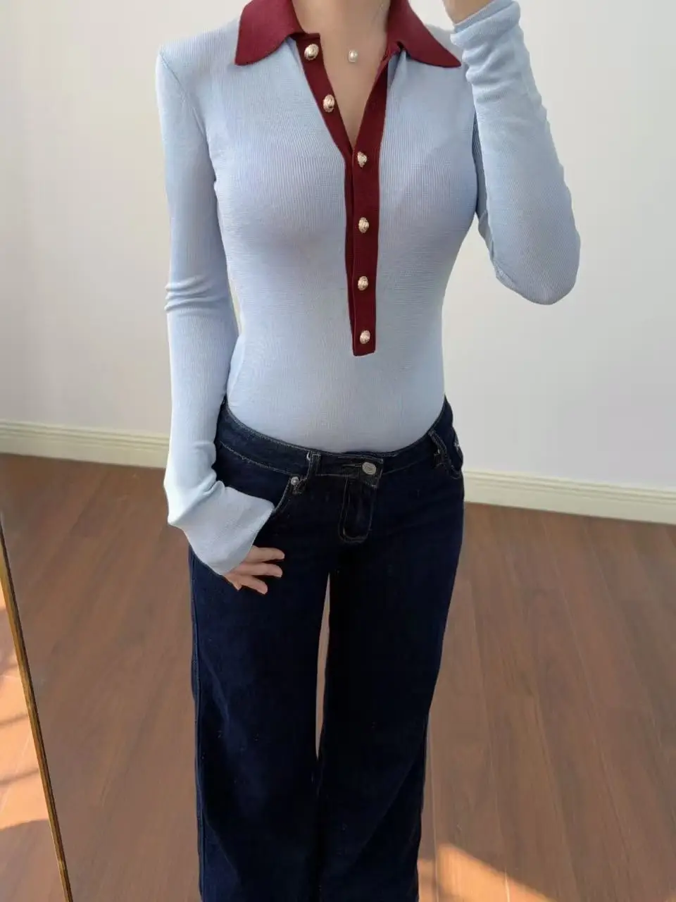 

Henry Knitted Rer Women's Faion Autumn Winter Thiened Long Sve Collar Color Blo Polyester Fiber Slim Fit Sle