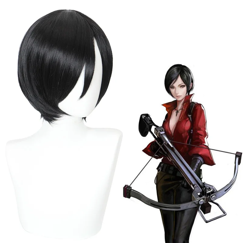 Xiu Dan, Resident Evil 8 Village Ada Wong Cosplay-Perücke, schwarzes kurzes, gesichtsbetontes Haar, 479C