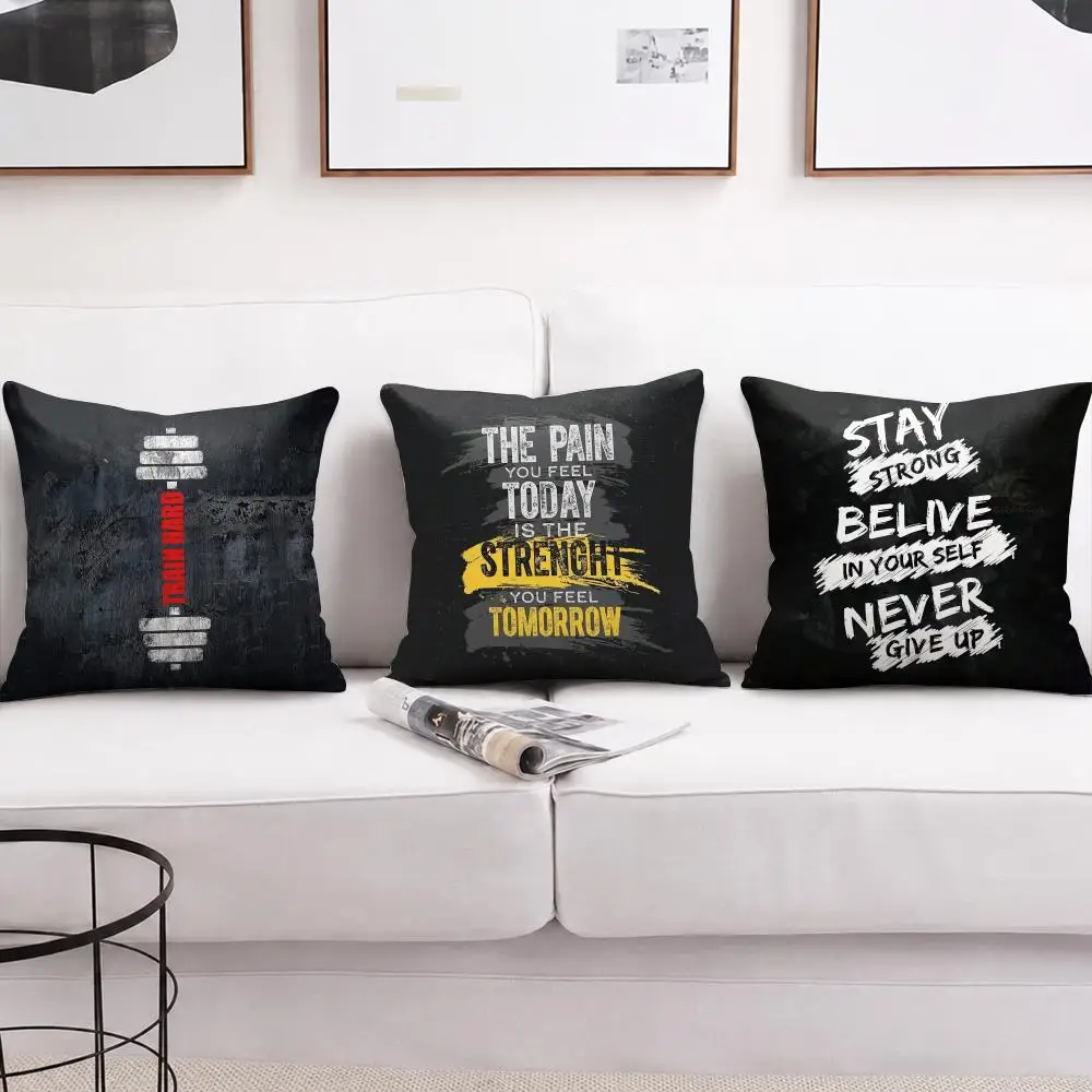 Gym No Pain No Gain Cushion Cover Soft Short Plush Pillow Cover Smooth Cozy Texture Aesthetic Cushion Case Home Decor