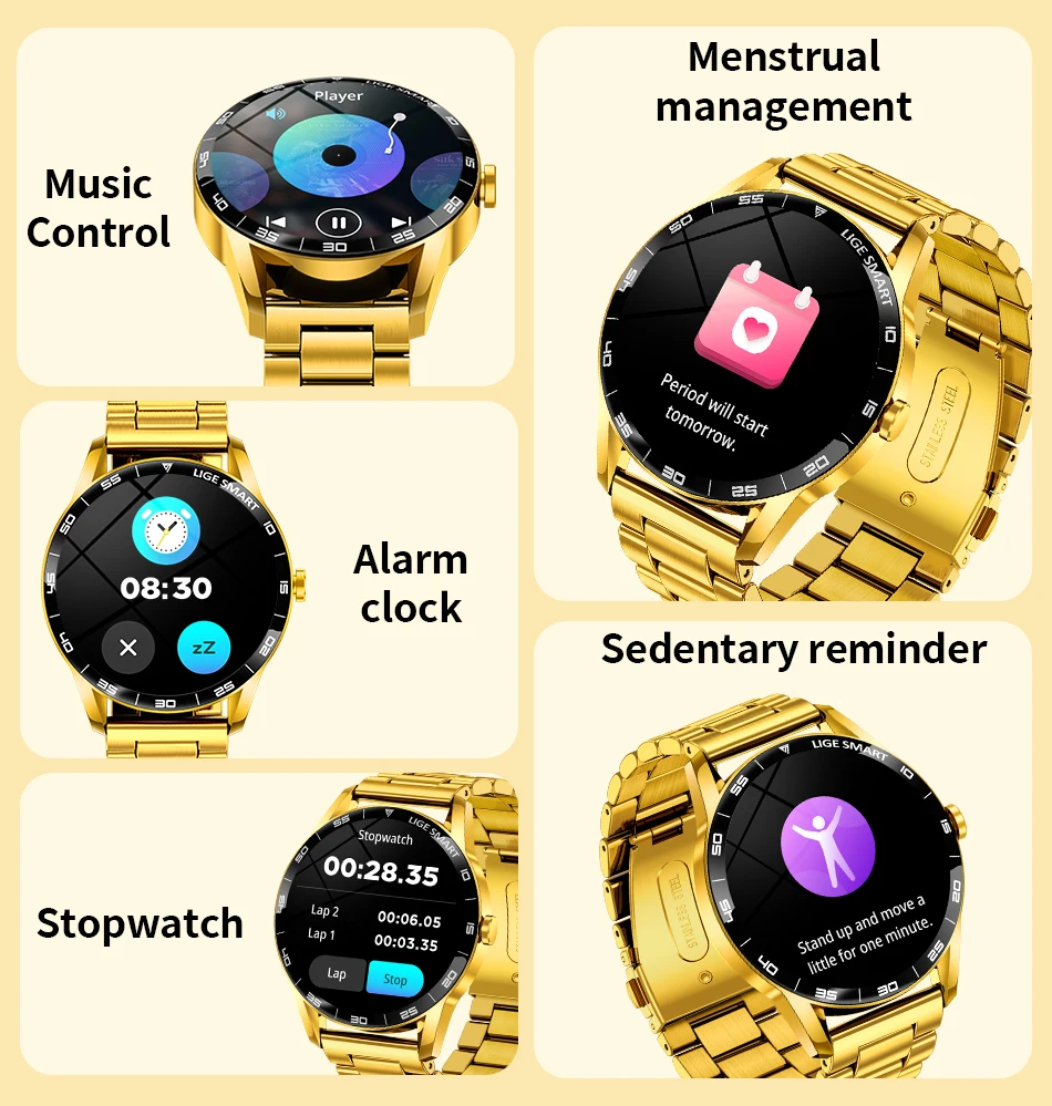 LIGE 2026 New Smartwatch Men 1.38" HD Bluetooth Call Heart Rate Monitor Waterproof Sport Smart Watch Women For Android iOS Phone