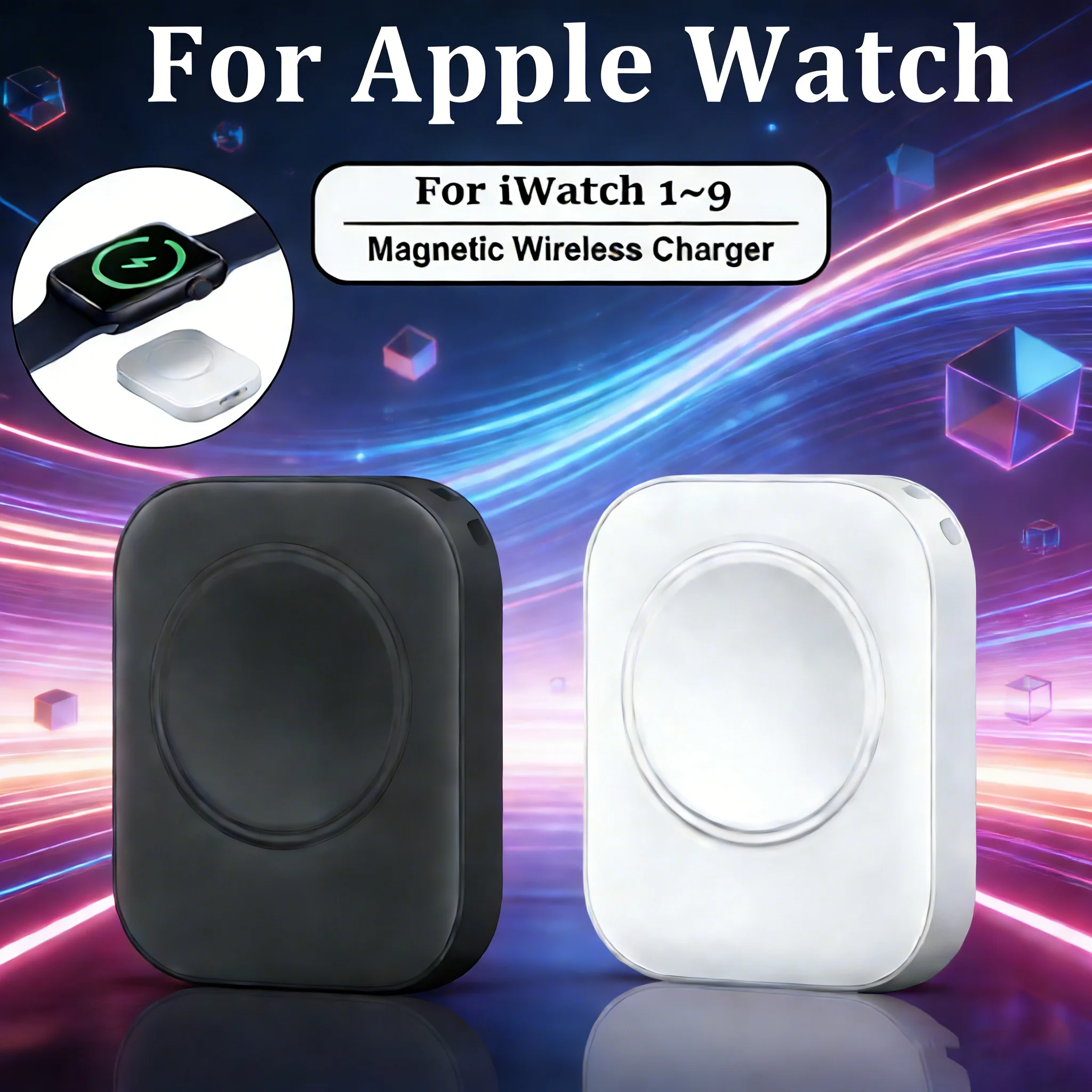 Portable Magnetic Wireless Charger Type-C for Apple Watch Series 9 8 7 6 5 4 3 2 1 SE Universal Fast Charging Dock